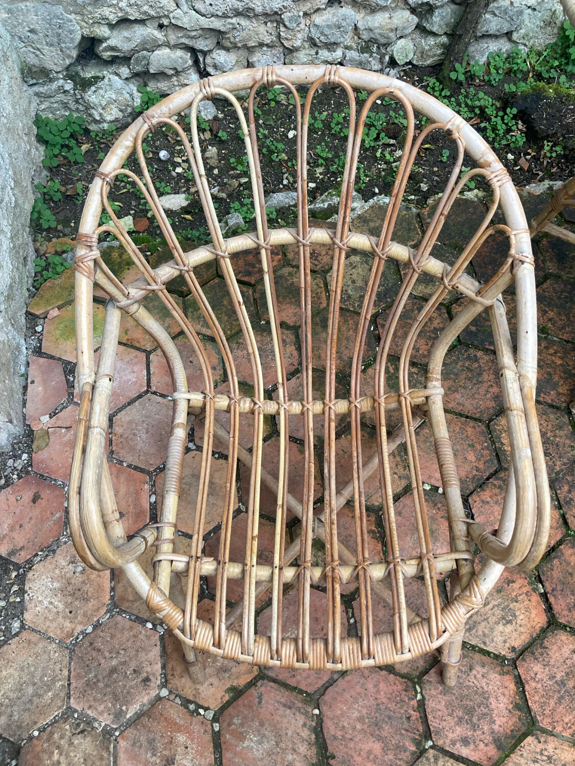 Pair of vintage rattan armchairs