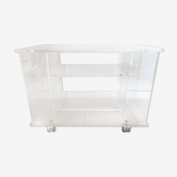 TV stand and Hifi (Marais international) in transparent plexiglass