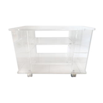 TV stand and Hifi (Marais international) in transparent plexiglass
