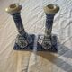 2 candlesticks in the style of the fiancé of Delft, Holland, 1988