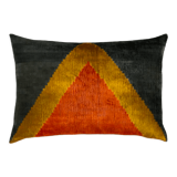 Coussin velours soie Ikat, 40x60 cm