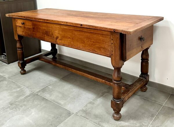 Grande table de ferme - merisier massif - patine superbe