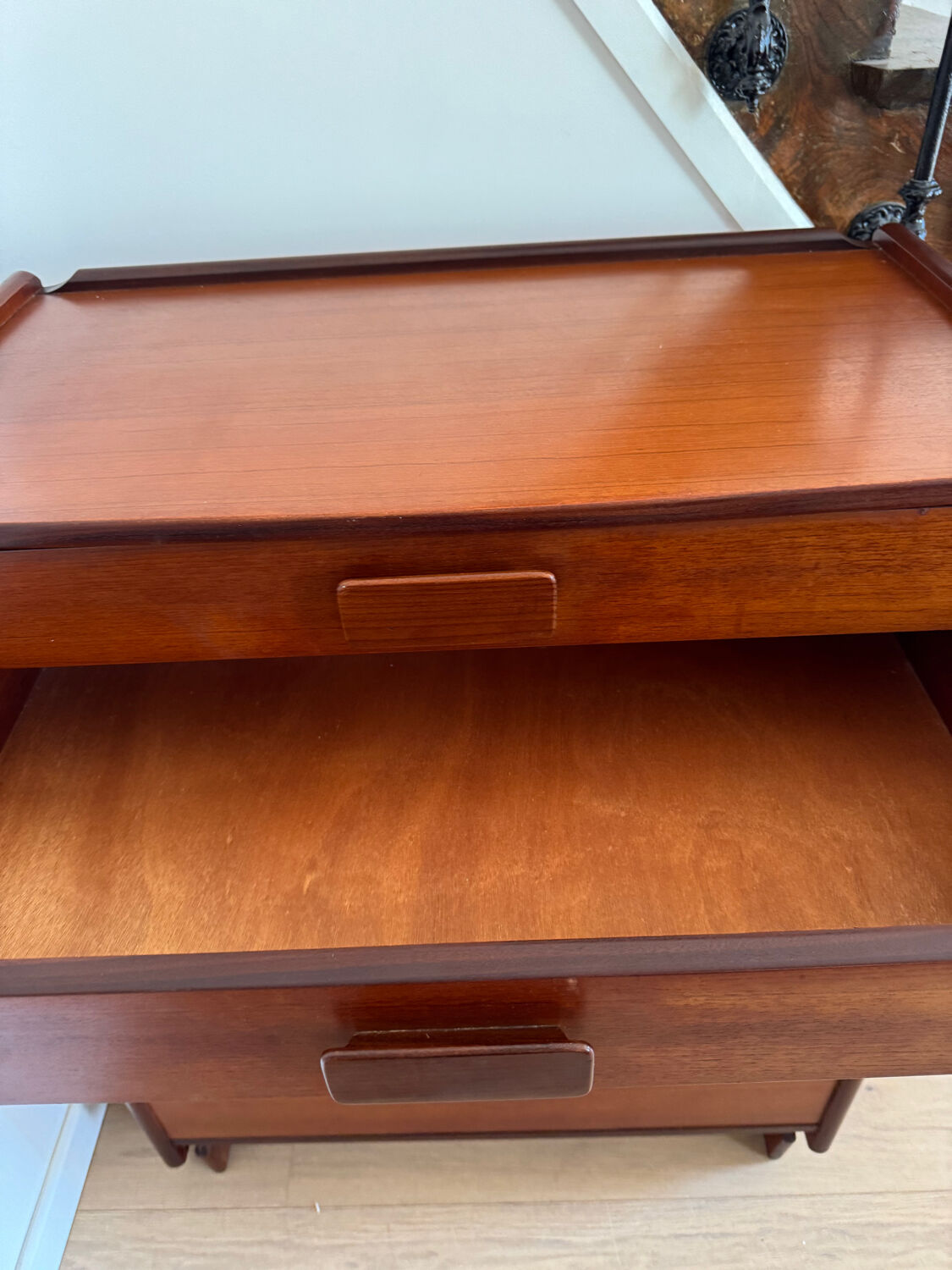 Commode haute 5 tiroirs en teck années 60