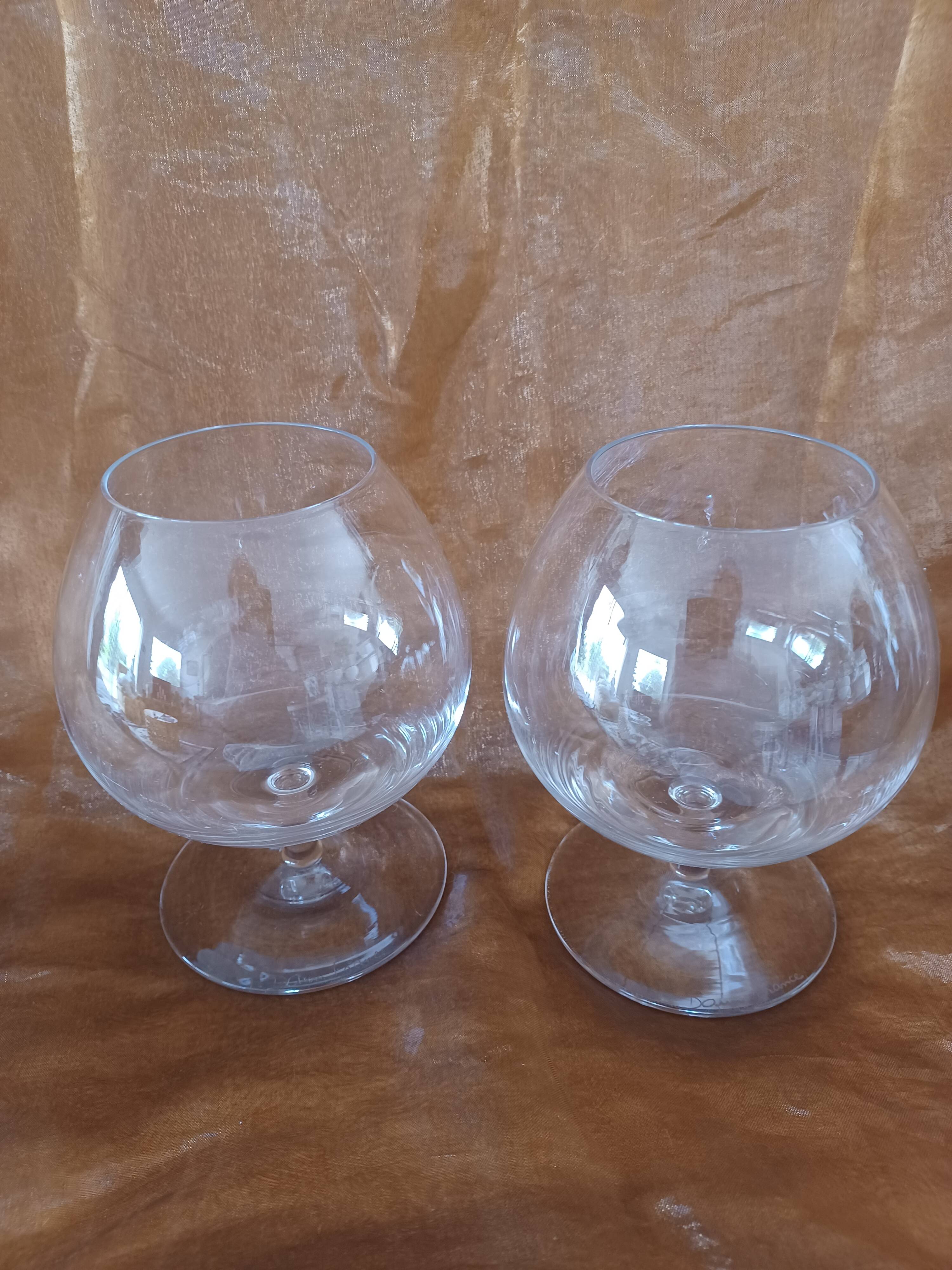 2 large glasses with cristal daum cognac (14cm)