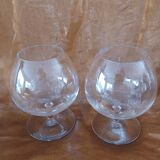 2 large glasses with cristal daum cognac (14cm)