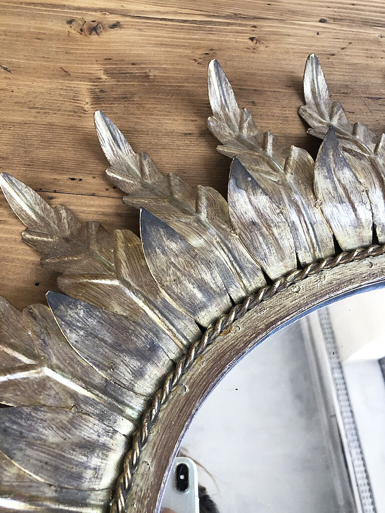 Golden mirror ancient flowery sun