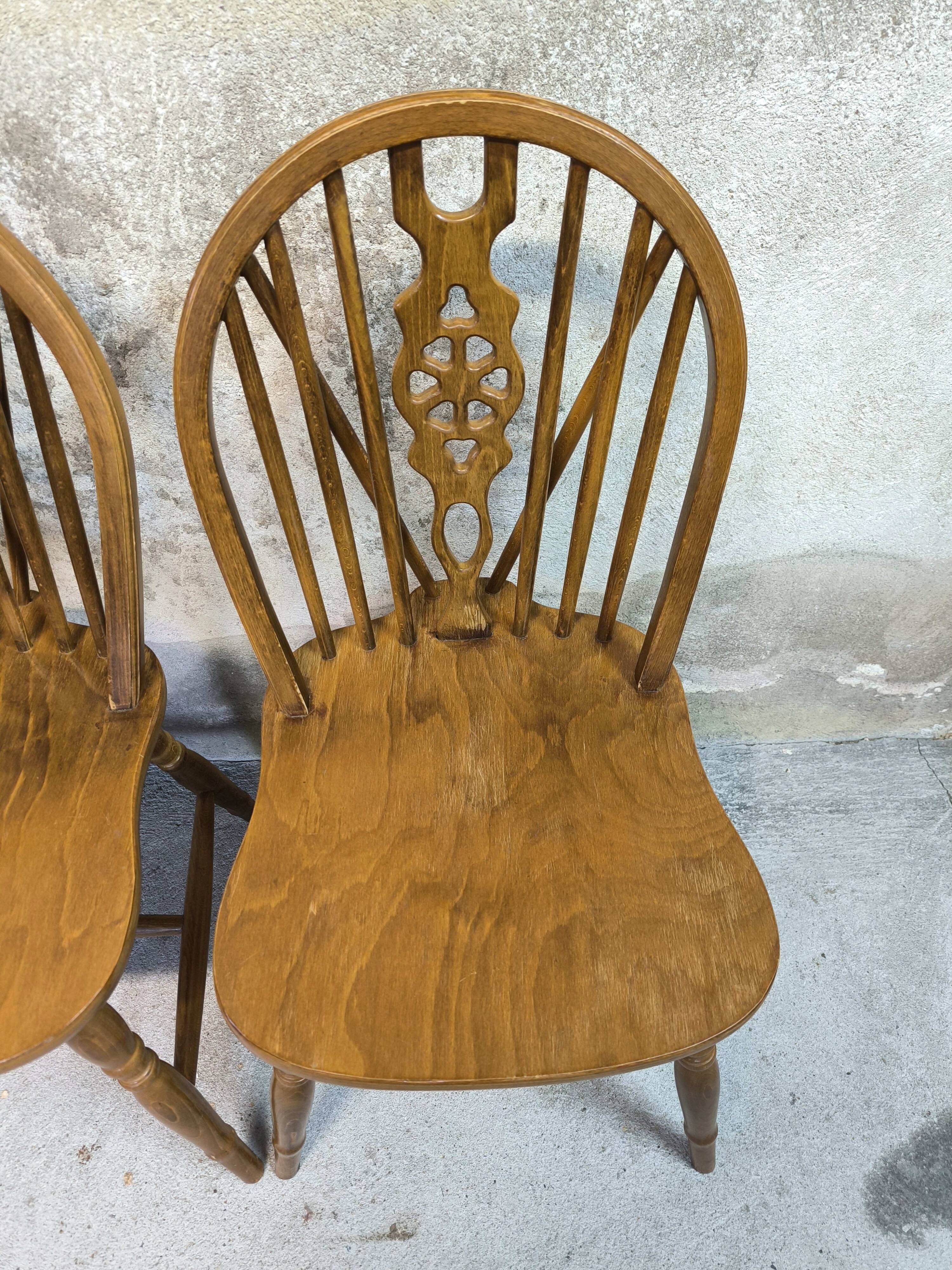 3 vintage Windsor wheelback chairs