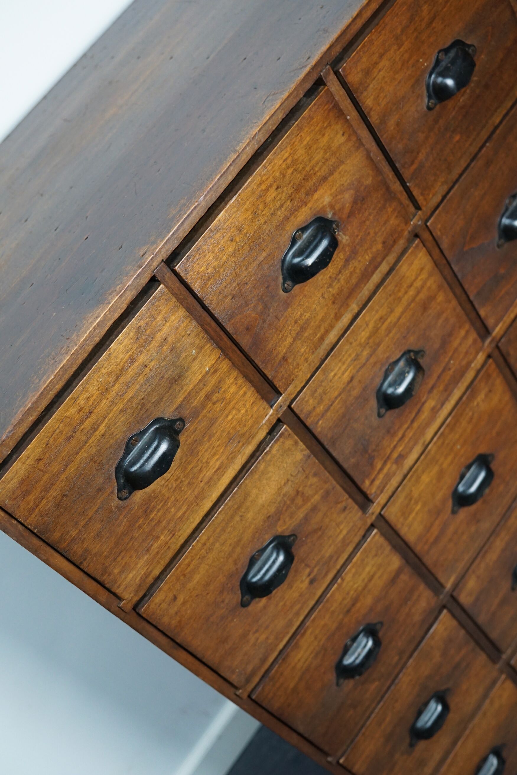 French fruitwood apothecary cabinet, ca 1950s