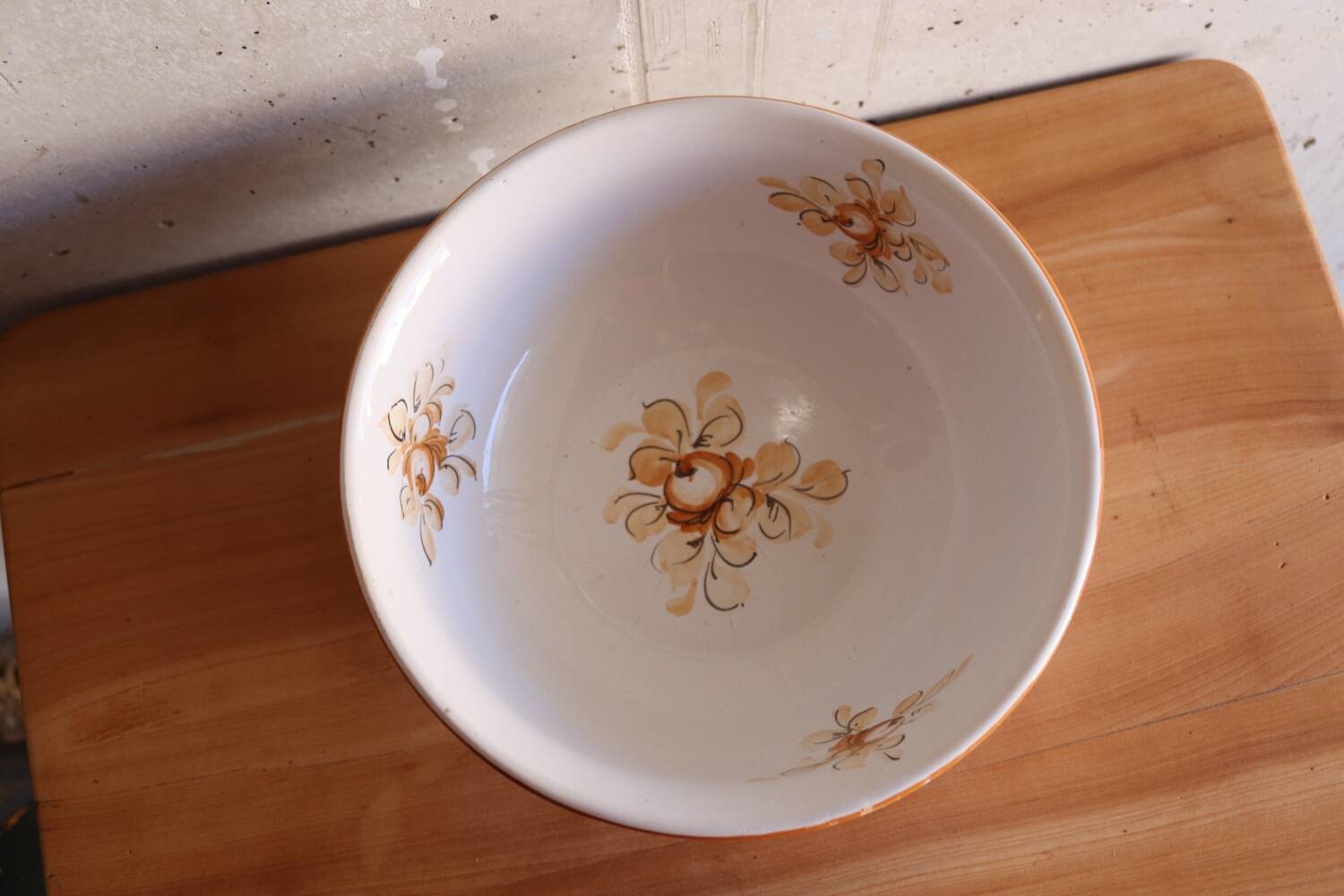 Old earthenware salad bowl
