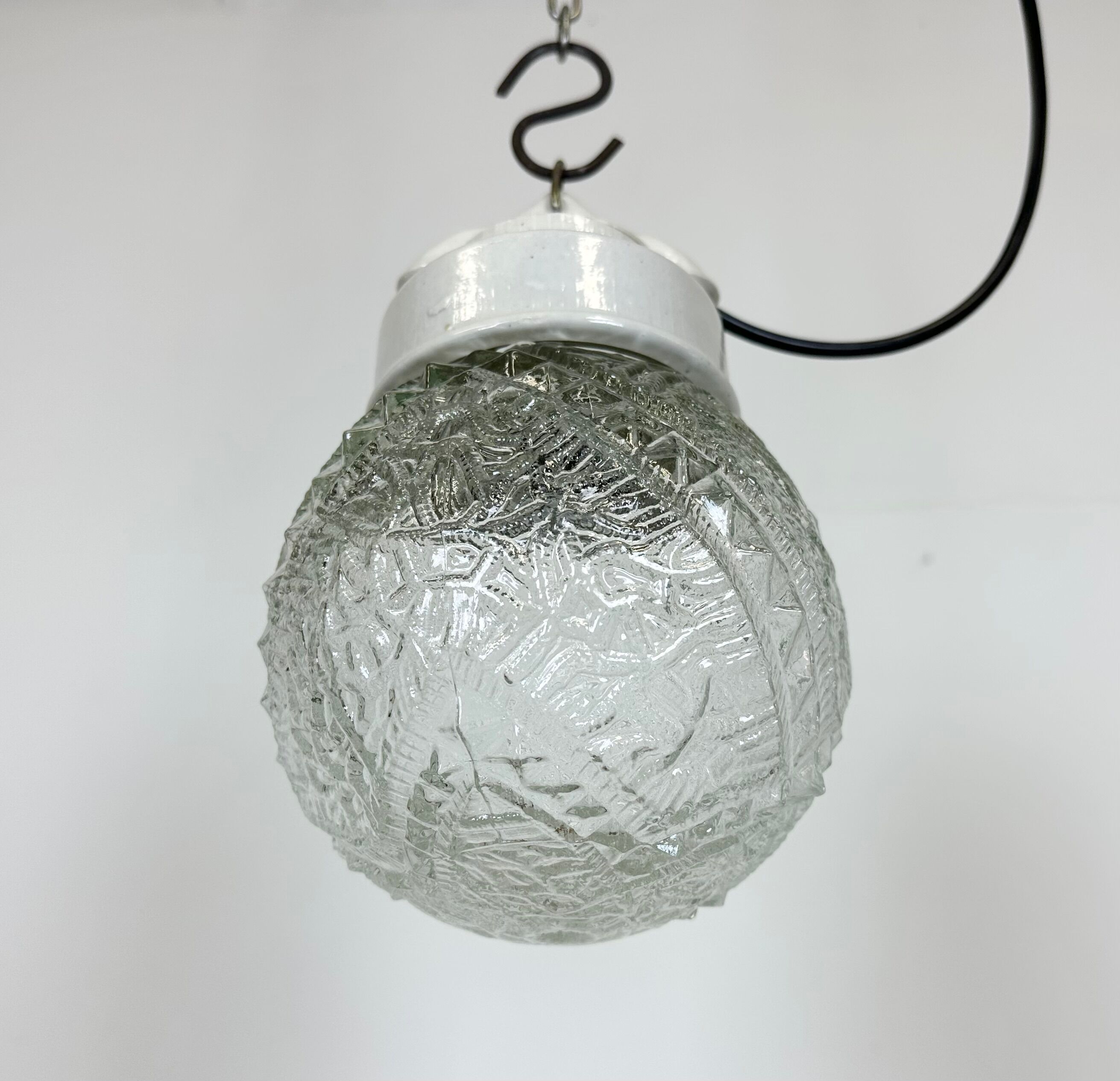 Vintage White Porcelain Pendant Light, 1970s