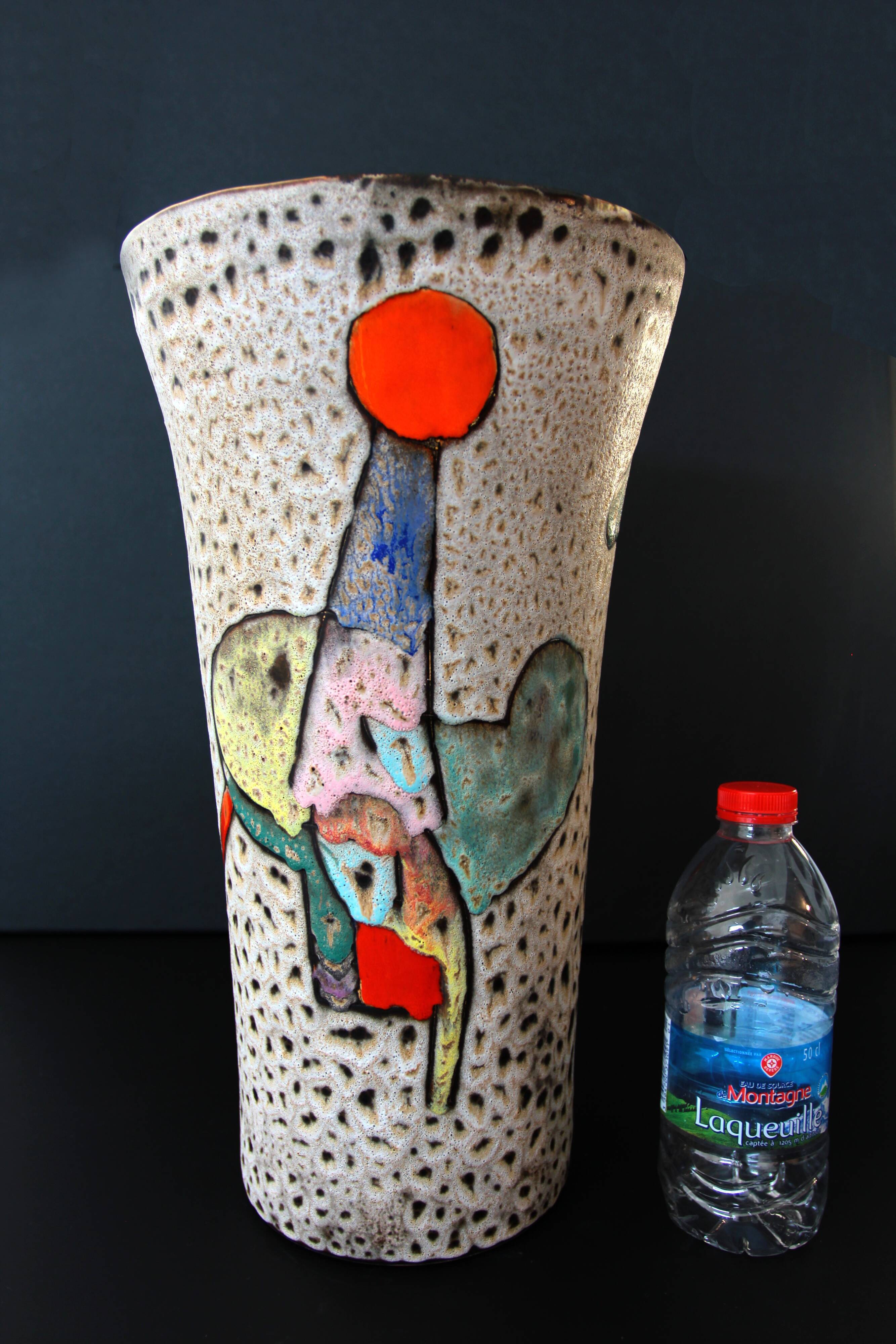 Large free-form abstract vase by Marius Bessone (Vallauris), c. 1950