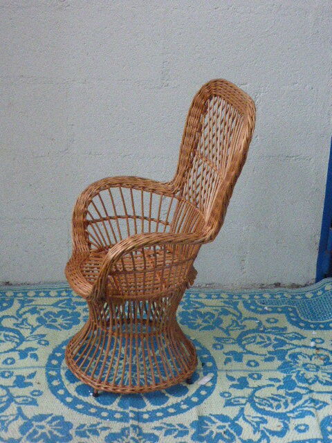 Emmanuelle armchair for child rattan and wicker vintage 1960