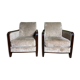 Pair of Art Deco armchairs in taupe velvet