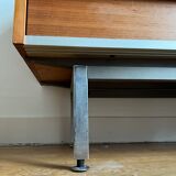 Commode 1960 bois Teck et alu par George Frydman pour EFA