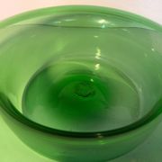 Vintage Hand Blown Green Glass Centerpiece Bowl, Empoli, Italy, 1970s