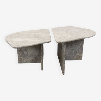 Pair of vintage nesting coffee tables in marble from the 70s