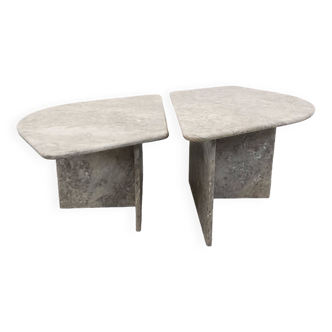 Pair of vintage nesting coffee tables in marble from the 70s