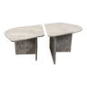 Paire de tables basses gigognes vintage en marbre des années 70