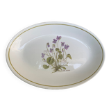 Plat de service en faïence modèle herbier, viola odorata moulin des loups orchies france vintage