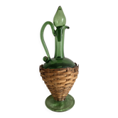 Carafe italienne vintage en verre et osier