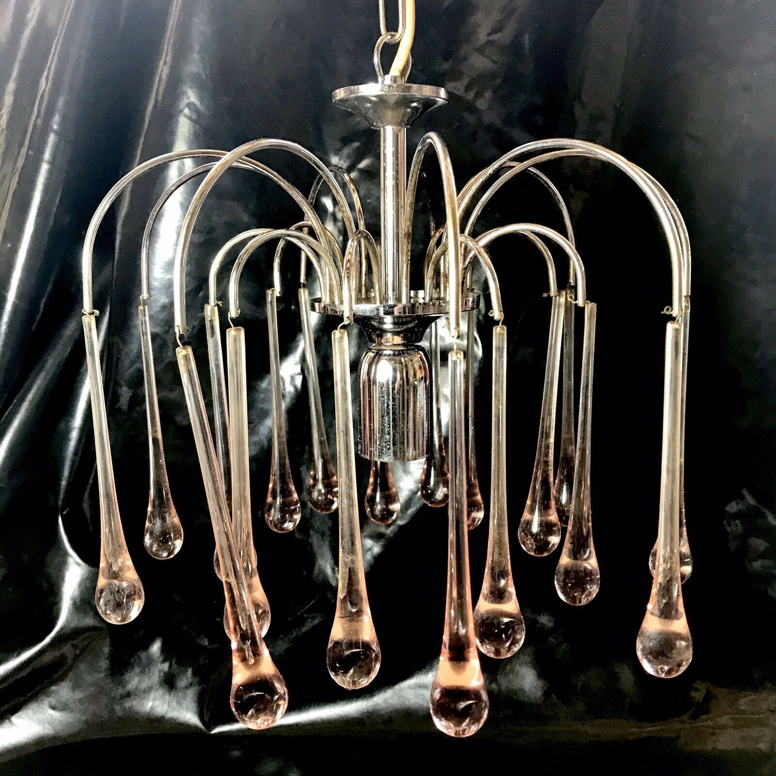 Lustre design year 70 drops of water Murano chrome