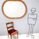 Oval Vintage Wall Mirror with Ash Root Frame, Italy