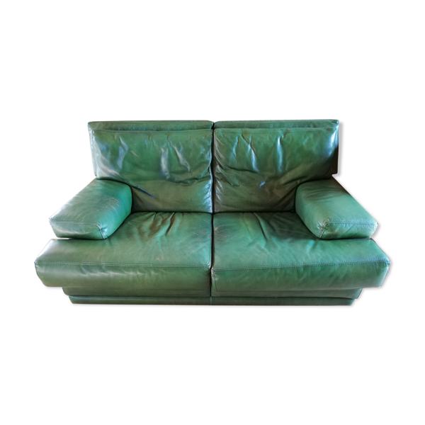 Roche Bobois Green Buffalo Leather Sofa, Green Leather Furniture