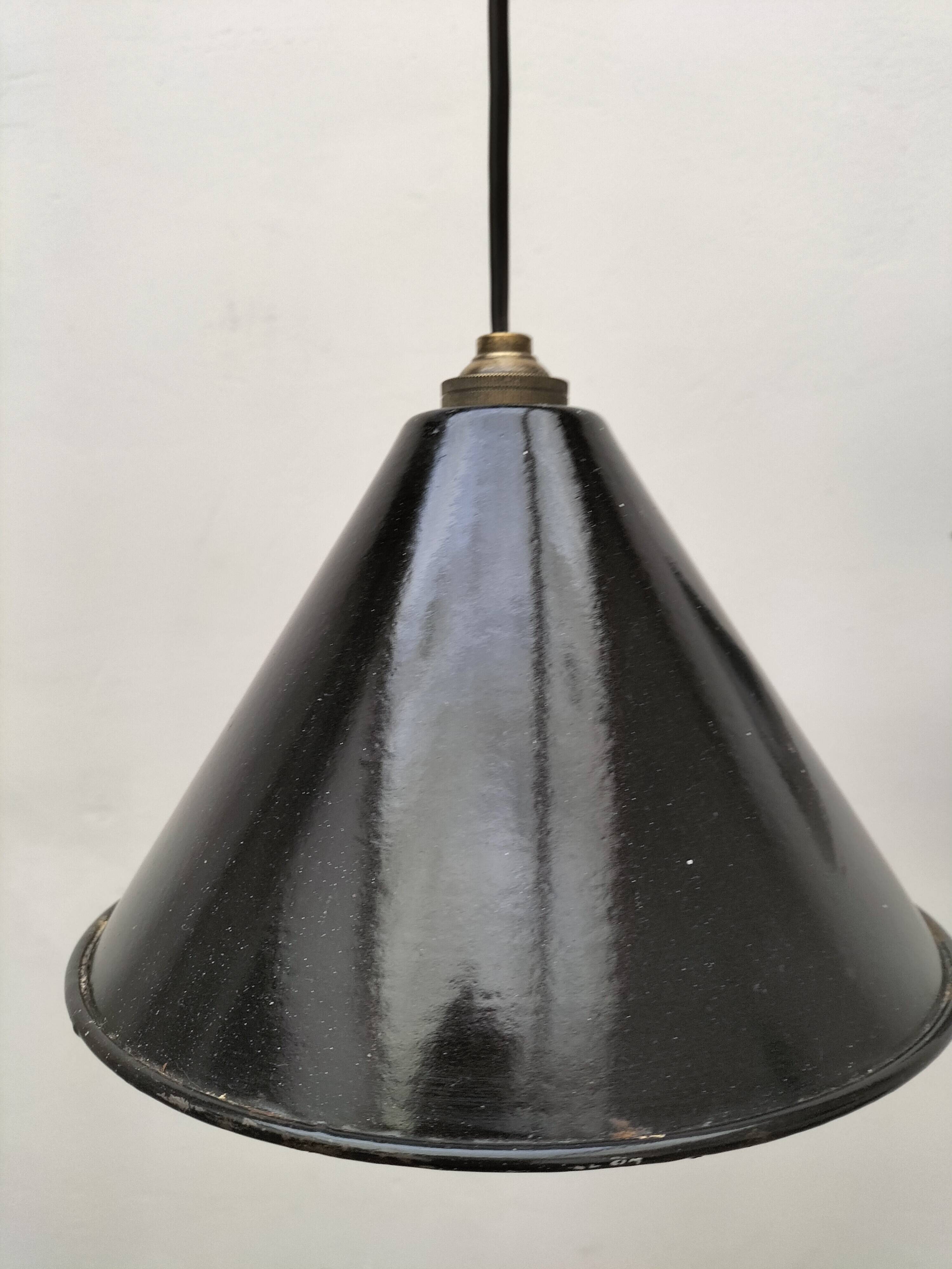Enameled sheet metal pendant lights