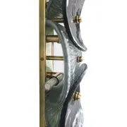 Mid Modern Green And White Murano Glass and Brass Italian Wall Sconces