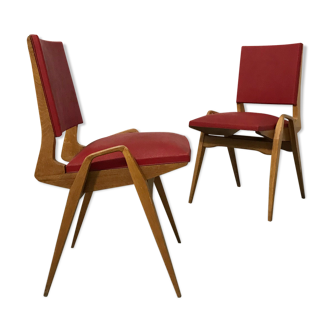 Paire de chaises en orme par Maurice Pré