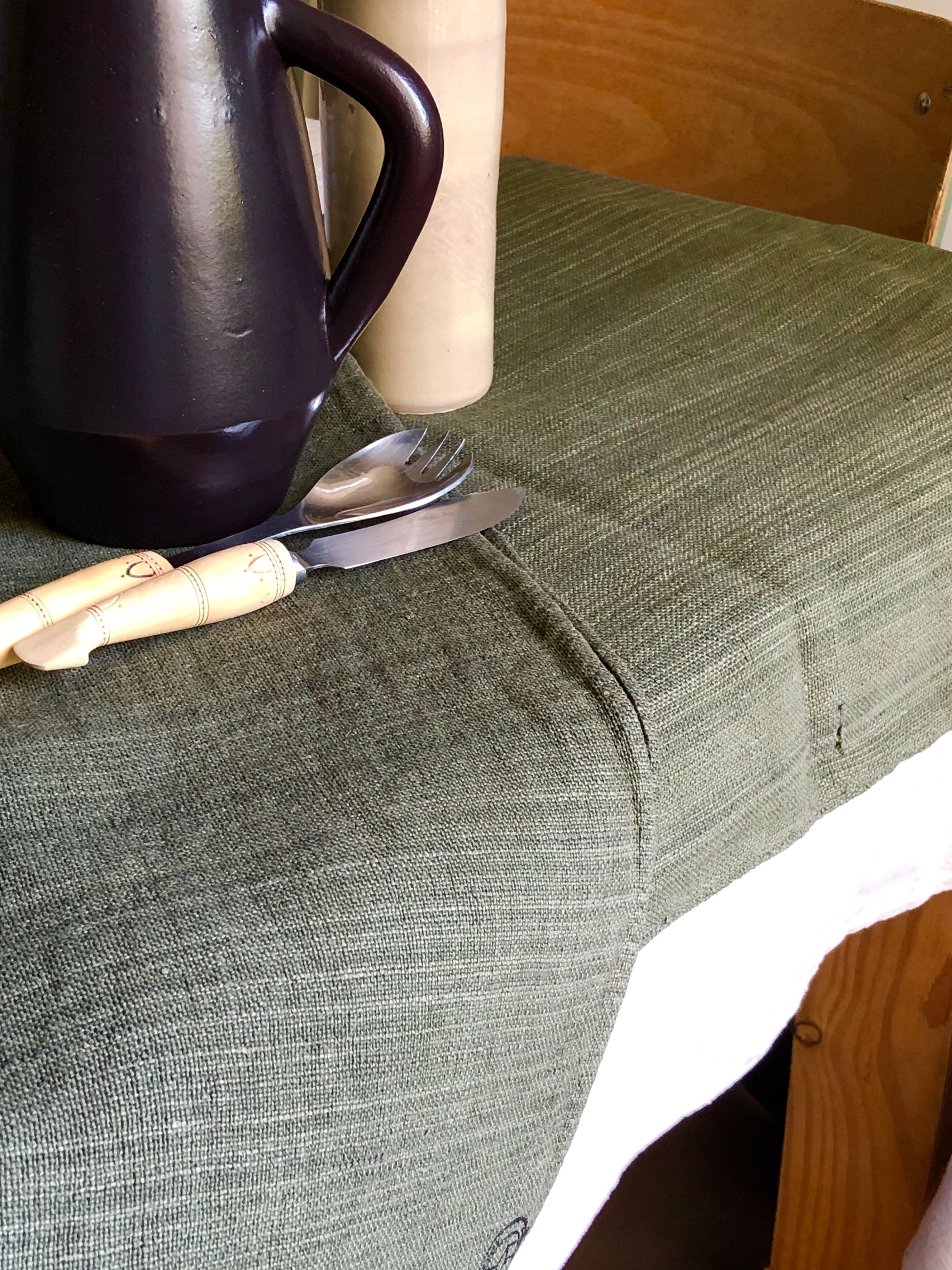 Harvest tablecloth in khaki tinted hemp