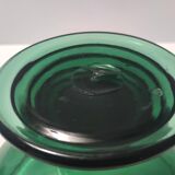 Centre de table/bol en verre vert soufflé à la main, fabriqué à Empoli, Italie