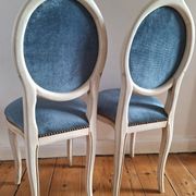 Pair of antique medallion chairs, boudoir seats in Louis XV style.