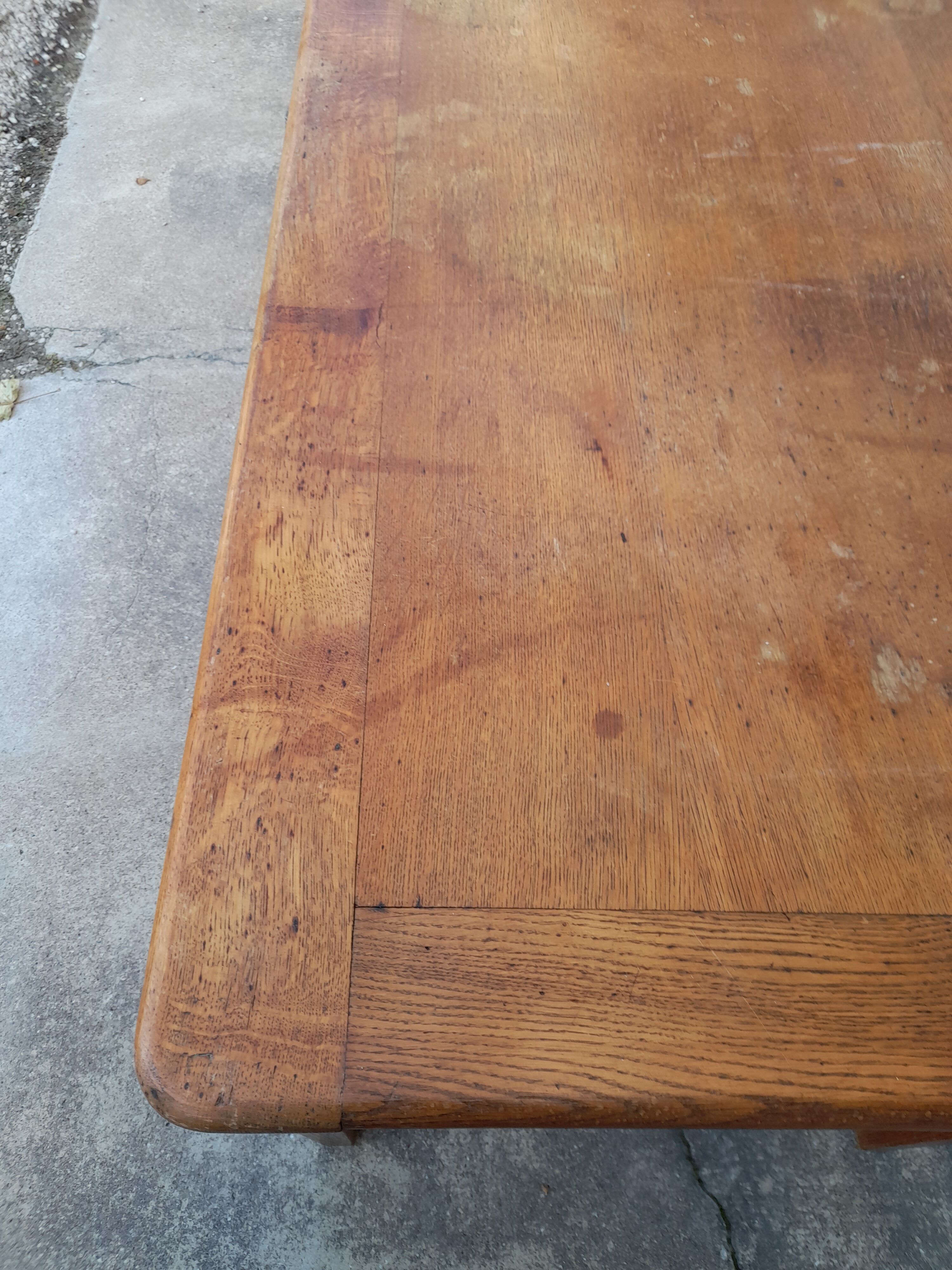 Oak desk table 1950 2 drawers -1m30