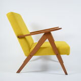 Scandinavian armchair, 60s, fully restored, yellow fabric