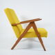 Scandinavian armchair, 60s, fully restored, yellow fabric