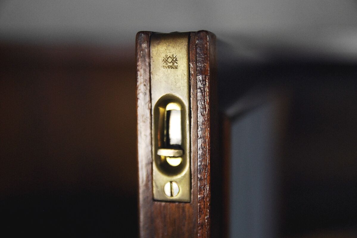 Antique Walnut and Burl Swedish Buffet with Glass Vitrine, 1940s