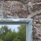 Vintage wall mirror in carved blue-green wood – rococo style – H48 cm