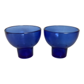 Pair of cobalt blue glass candle holders