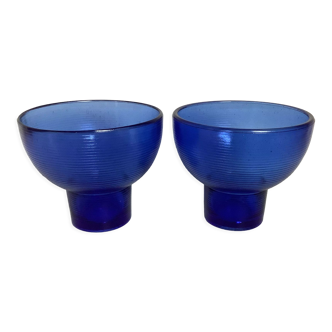 Pair of cobalt blue glass candle holders