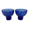 Paire de bougeoirs bleus cobalt en verre