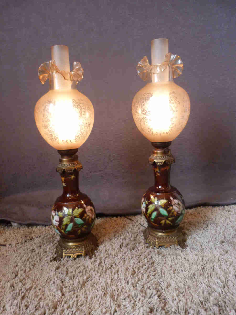 Pair of art nouveau lamps
