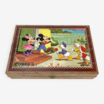 Boîte de 24 cubes en bois Garnier illustrations Walt Disney