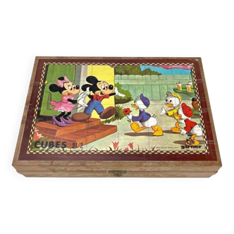 Boîte de 24 cubes en bois Garnier illustrations Walt Disney