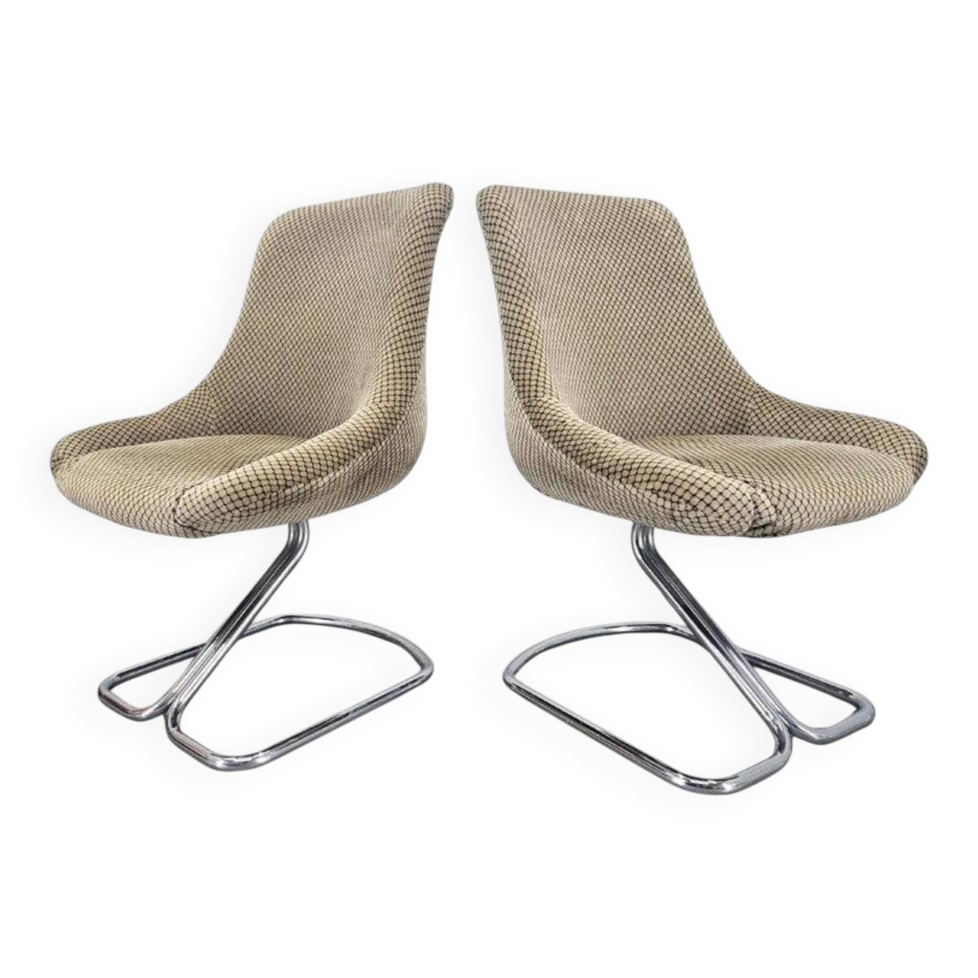 Very Rare Pair of Chairs in the Style of Boris Tabacoff, France, 1970s