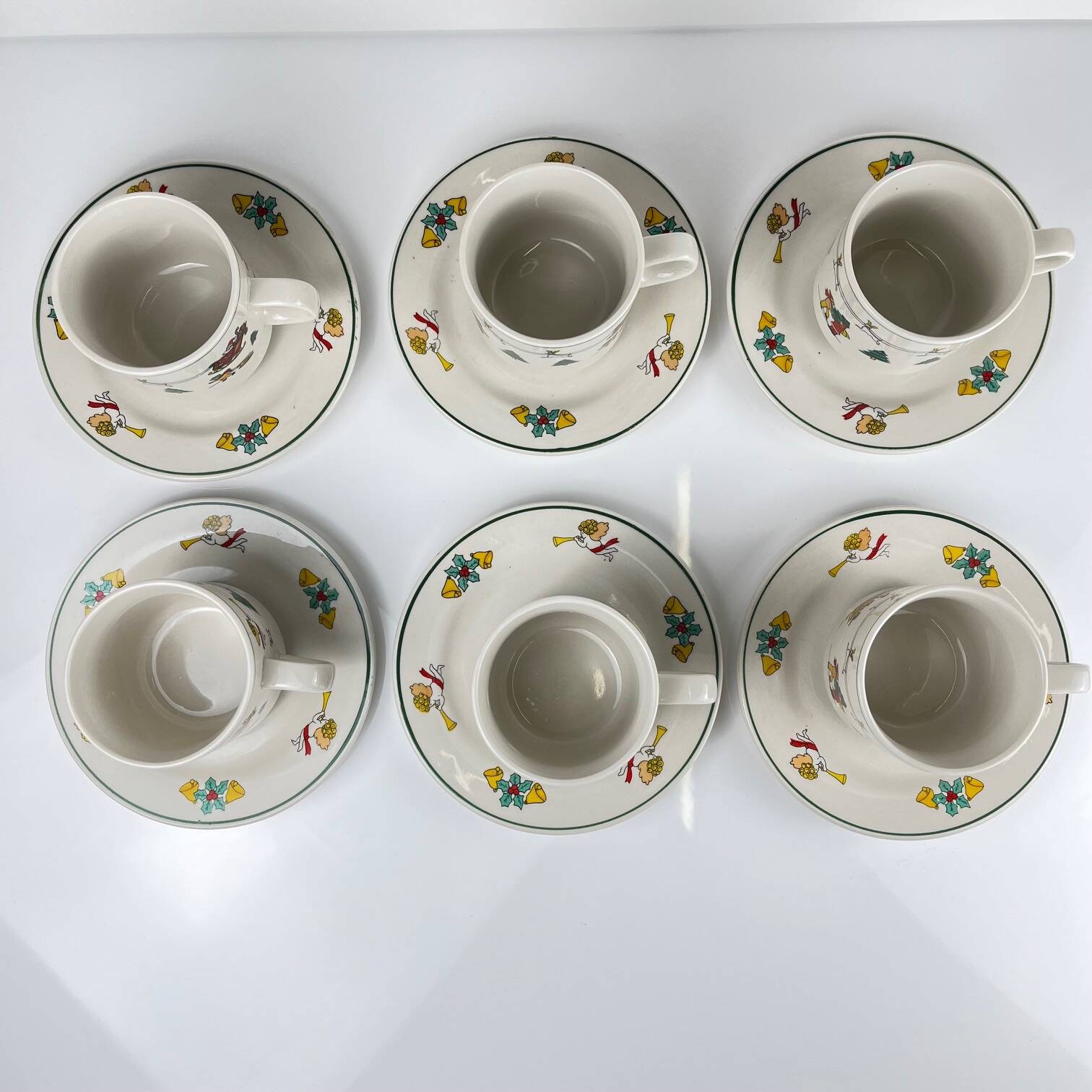 Set of 6 Christmas coffee/tea cups, 1980