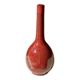 Handcrafted curved bottle vase in Bordeaux.