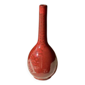 Vase bouteille bombé artisanal bordeaux