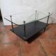 Vintage coffee table from the 1960s, glass, faux leather, brass.