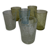 Set de 6 verres gobelets à shots en verre de Biot 1960